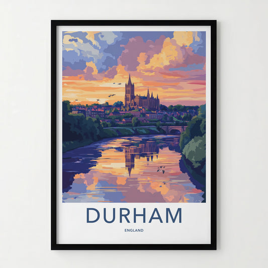 Durham Poster - England Travel Art - Cathedral River Sunset Home Decor