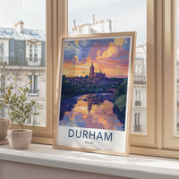 Durham Poster - England Travel Art - Cathedral River Sunset Home Decor