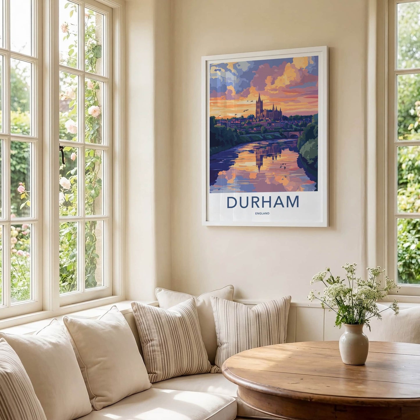 Durham Poster - England Travel Art - Cathedral River Sunset Home Decor