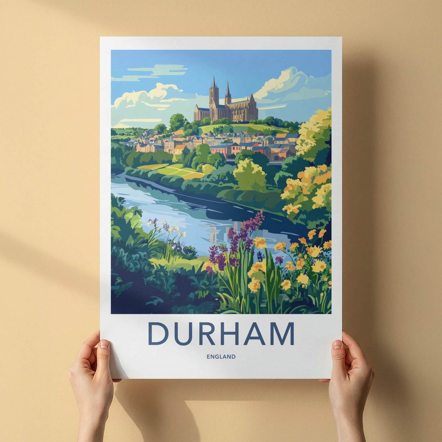 Durham Poster - England Travel Art - Historic Cathedral River Home Decor