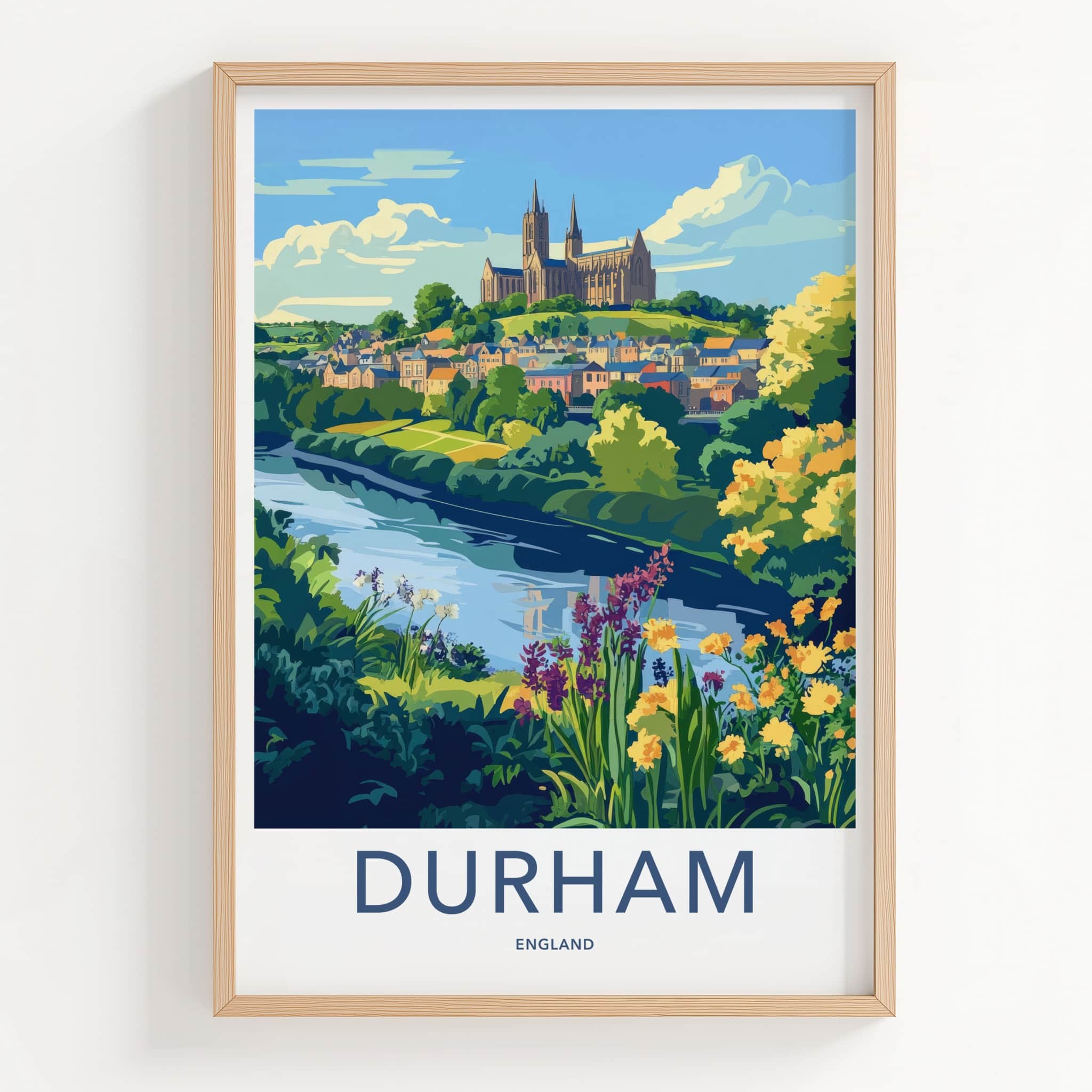 Durham Poster - England Travel Art - Historic Cathedral River Home Decor