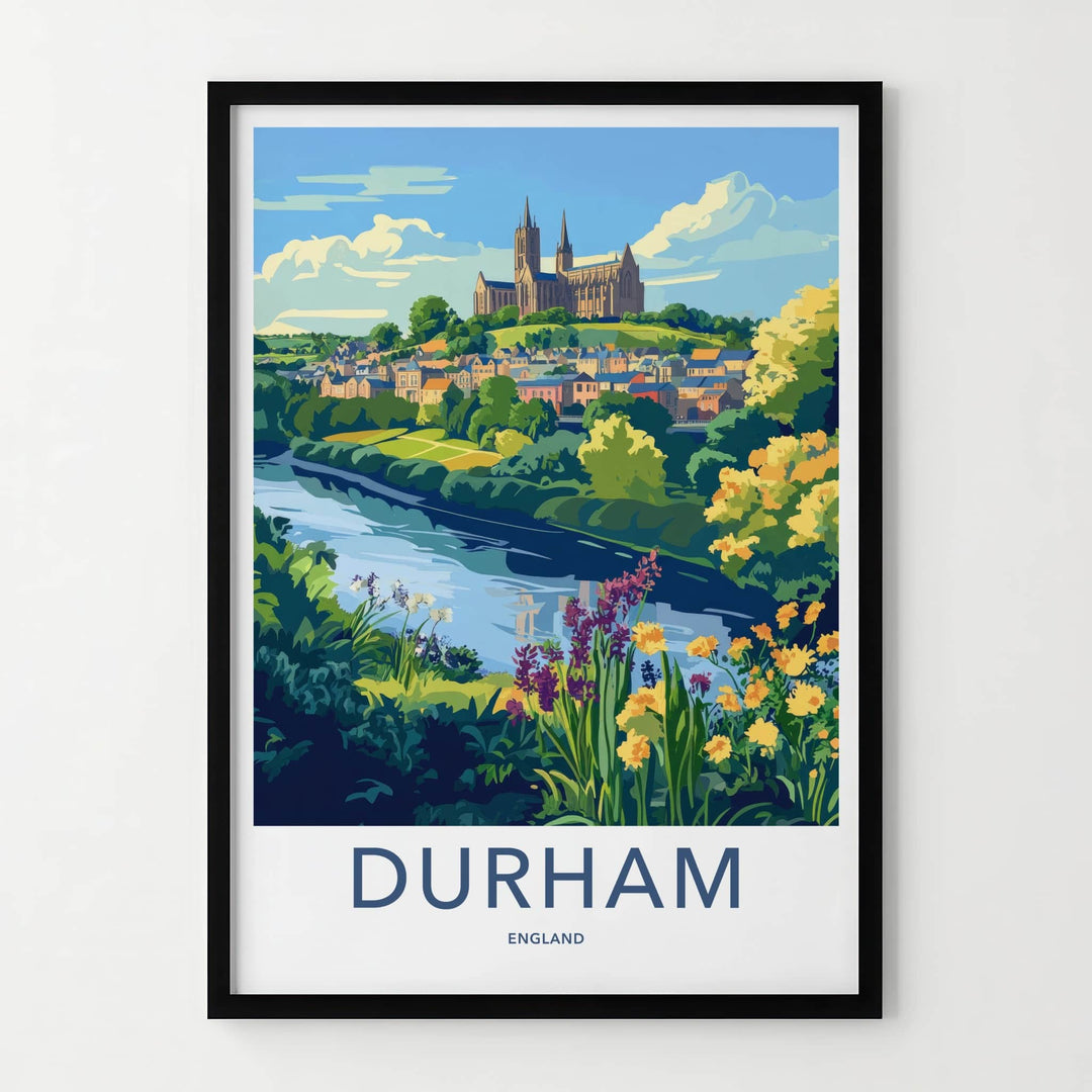 Durham Poster - England Travel Art - Historic Cathedral River Home Decor