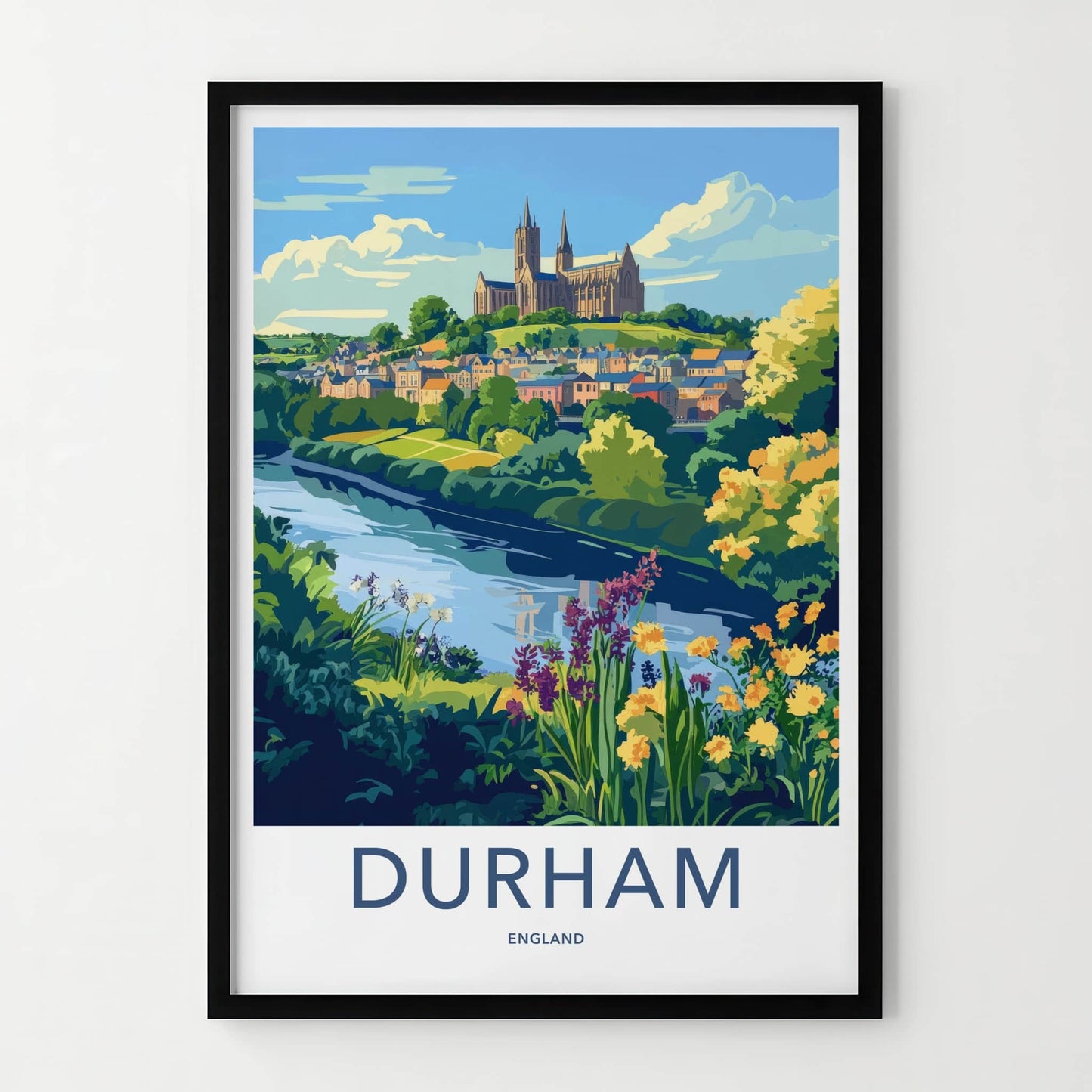 Durham Poster - England Travel Art - Historic Cathedral River Home Decor