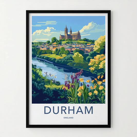Durham Poster - England Travel Art - Historic Cathedral River Home Decor