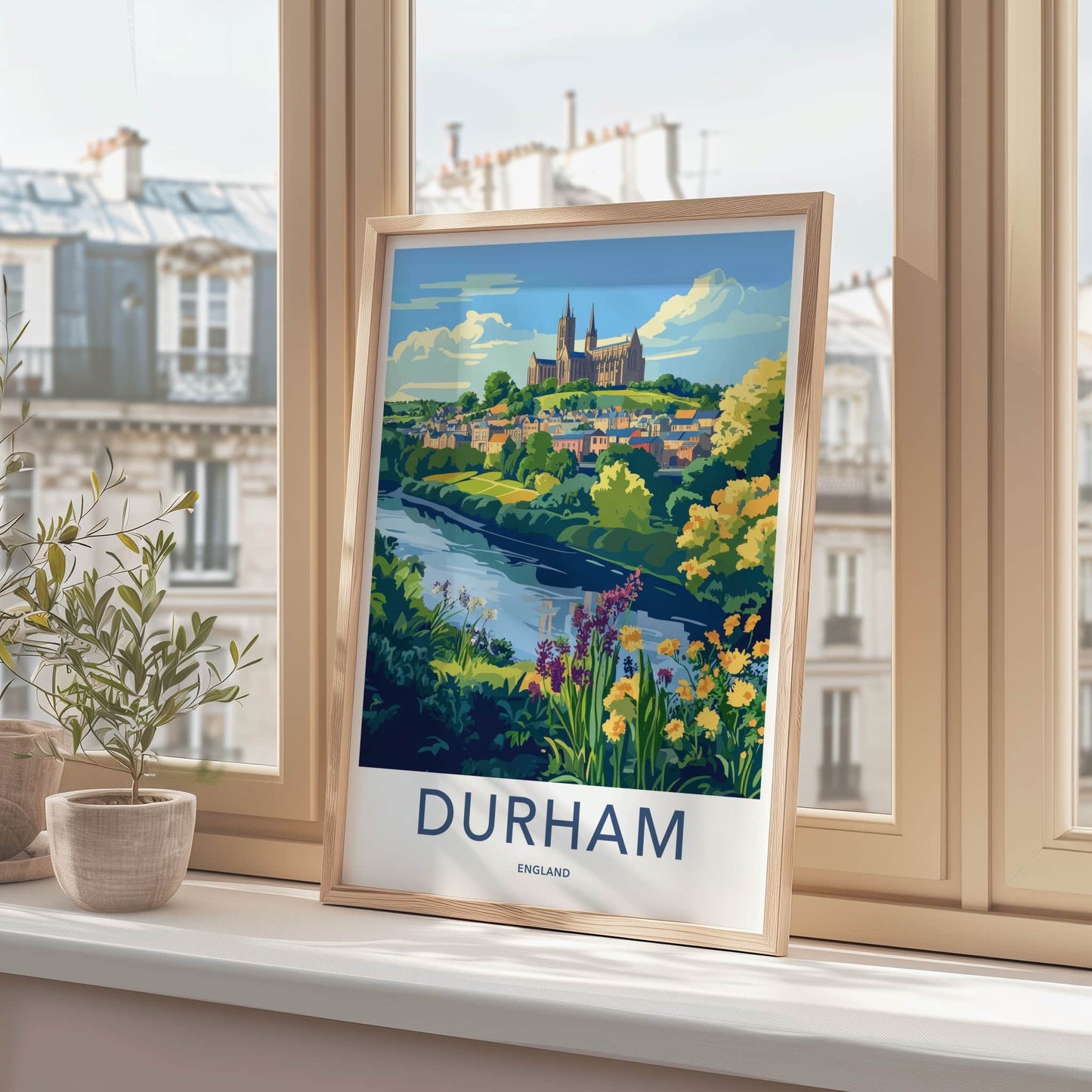 Durham Poster - England Travel Art - Historic Cathedral River Home Decor