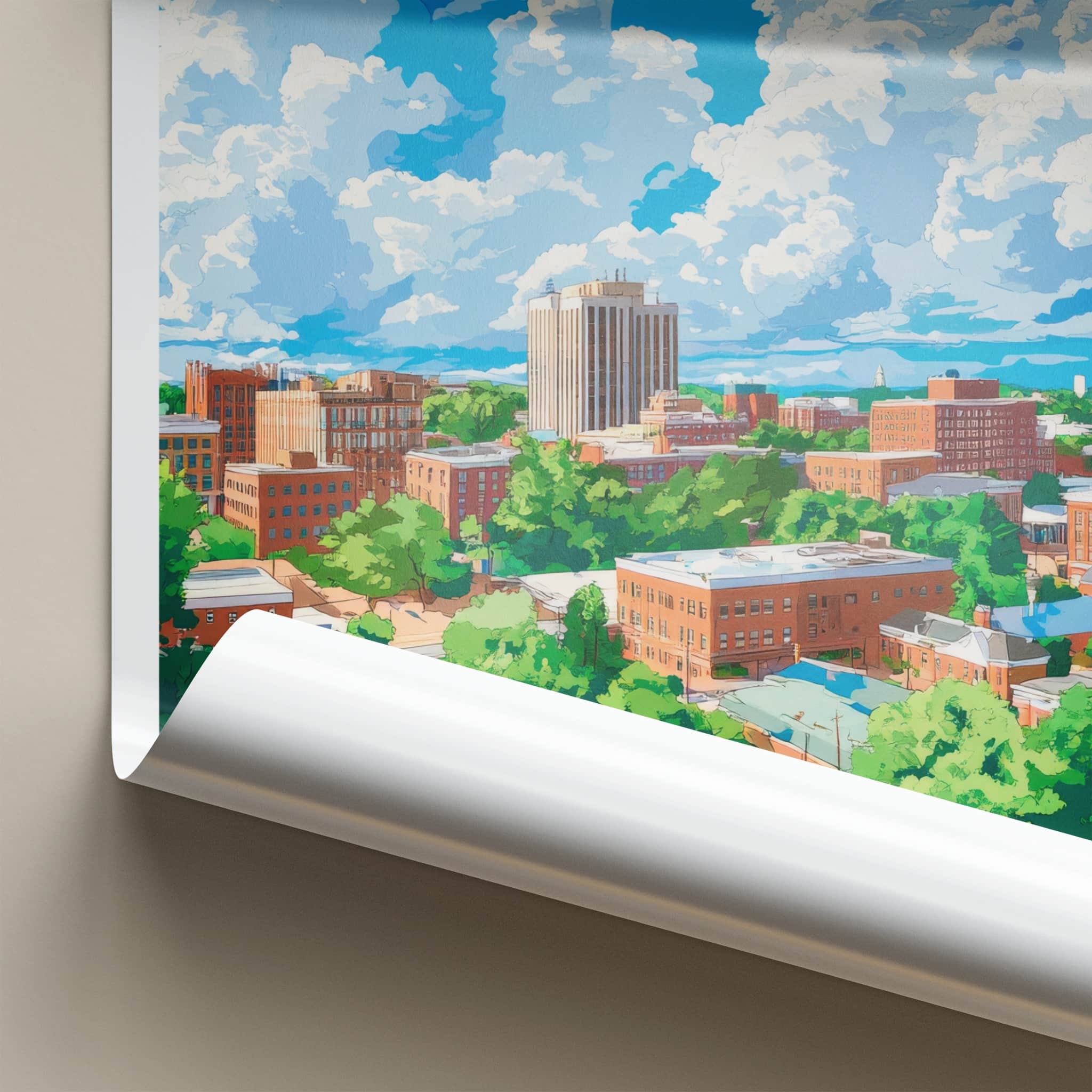 Durham Poster - North Carolina Travel Art - Lush Green Cityscape Home Decor
