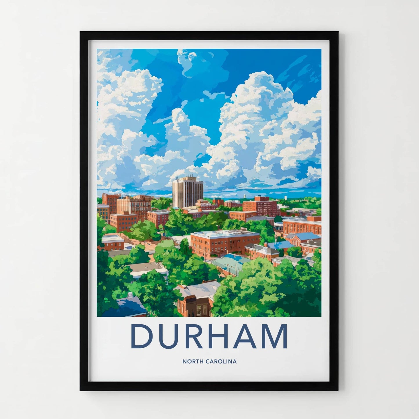 Durham Poster - North Carolina Travel Art - Lush Green Cityscape Home Decor