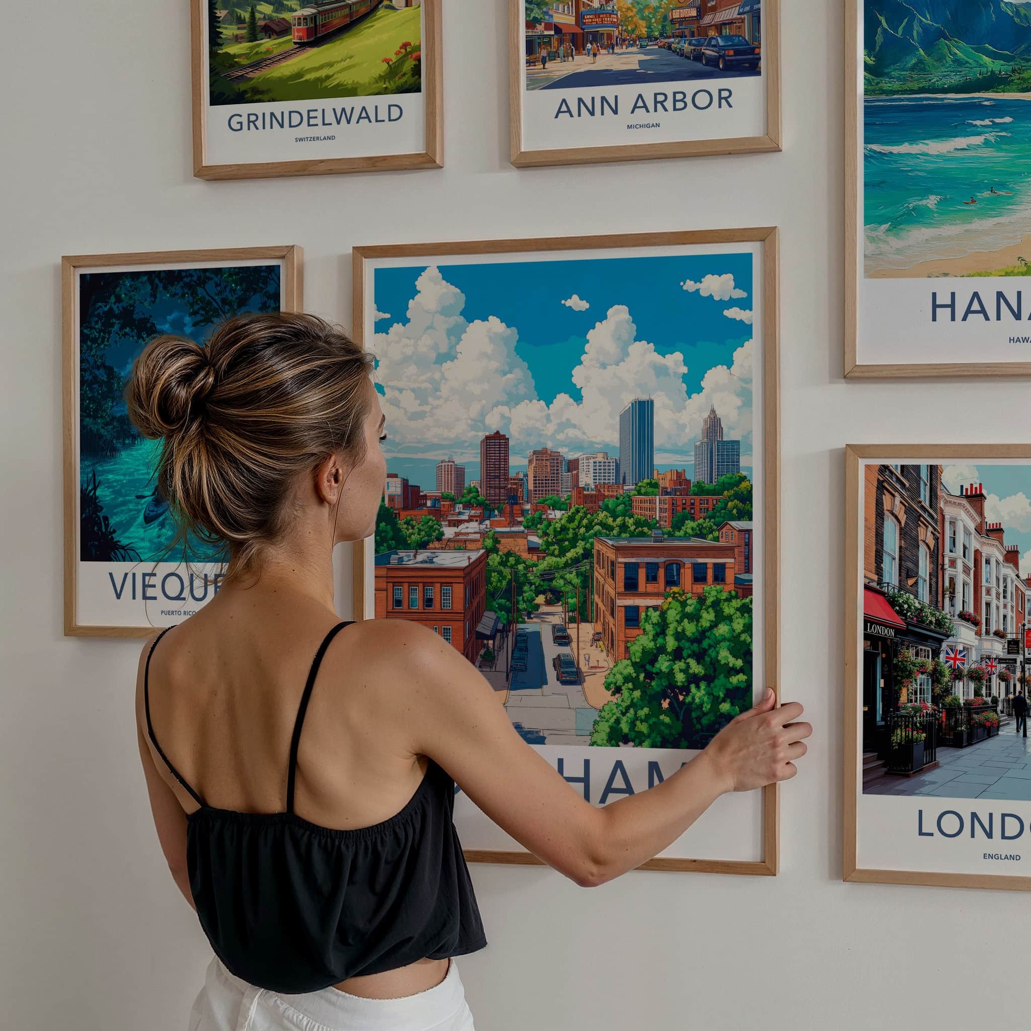 Durham Poster - North Carolina Travel Art - Vibrant City Scene Home Decor