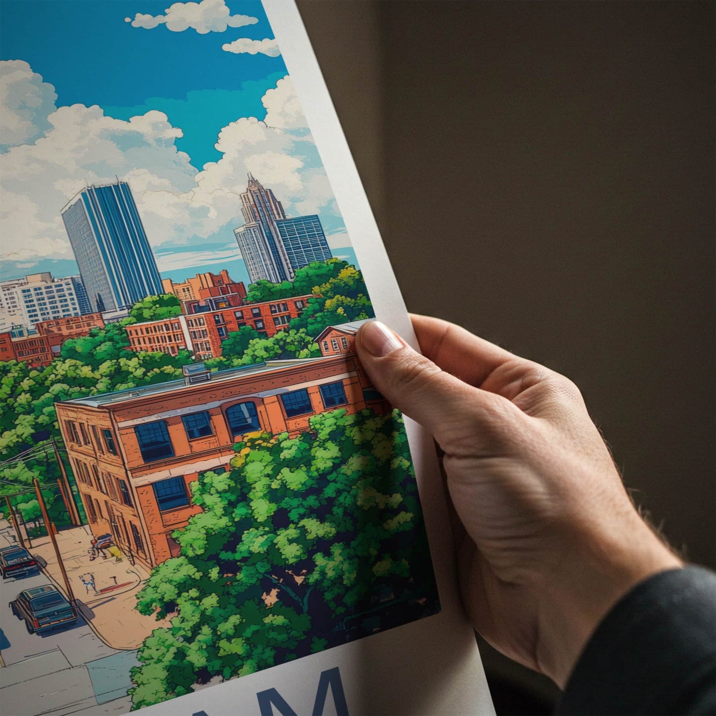 Durham Poster - North Carolina Travel Art - Vibrant City Scene Home Decor