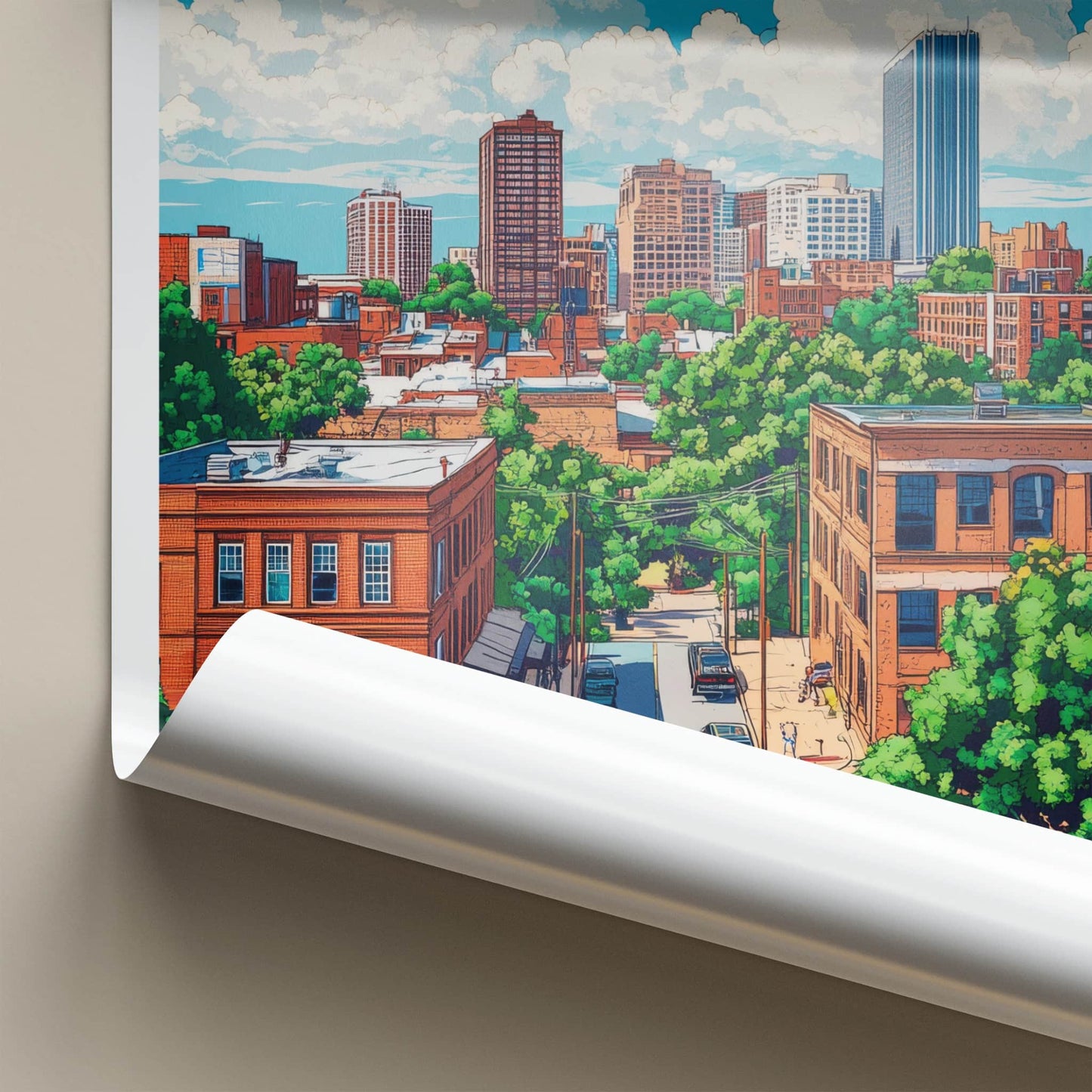 Durham Poster - North Carolina Travel Art - Vibrant City Scene Home Decor
