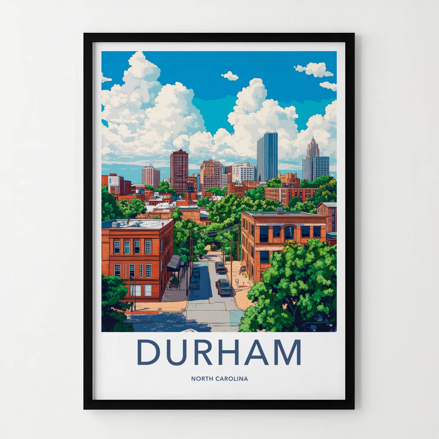 Durham Poster - North Carolina Travel Art - Vibrant City Scene Home Decor