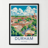 Durham Poster - North Carolina Wall Art - Vibrant Urban Landscape Home Decor