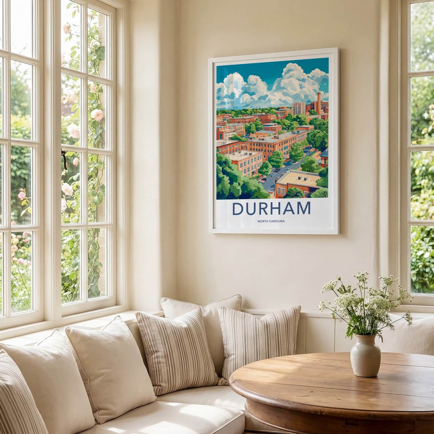 Durham Poster - North Carolina Wall Art - Vibrant Urban Landscape Home Decor