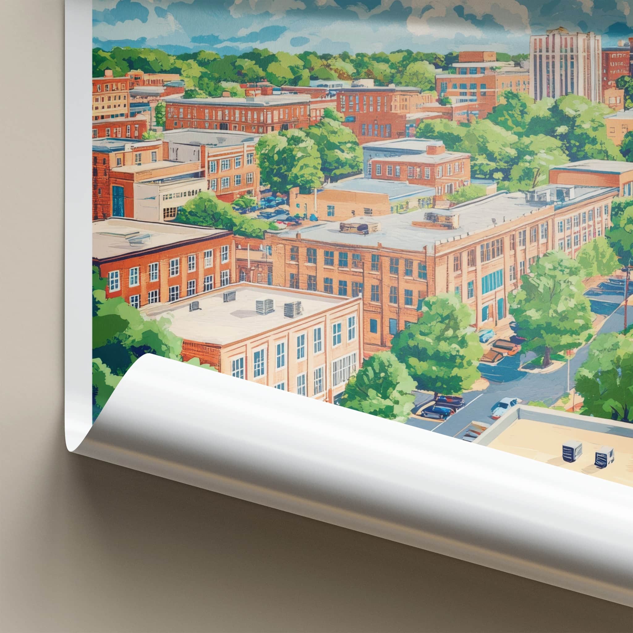 Durham Poster - North Carolina Wall Art - Vibrant Urban Landscape Home Decor