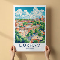 Durham Poster - North Carolina Wall Art - Vibrant Urban Landscape Home Decor
