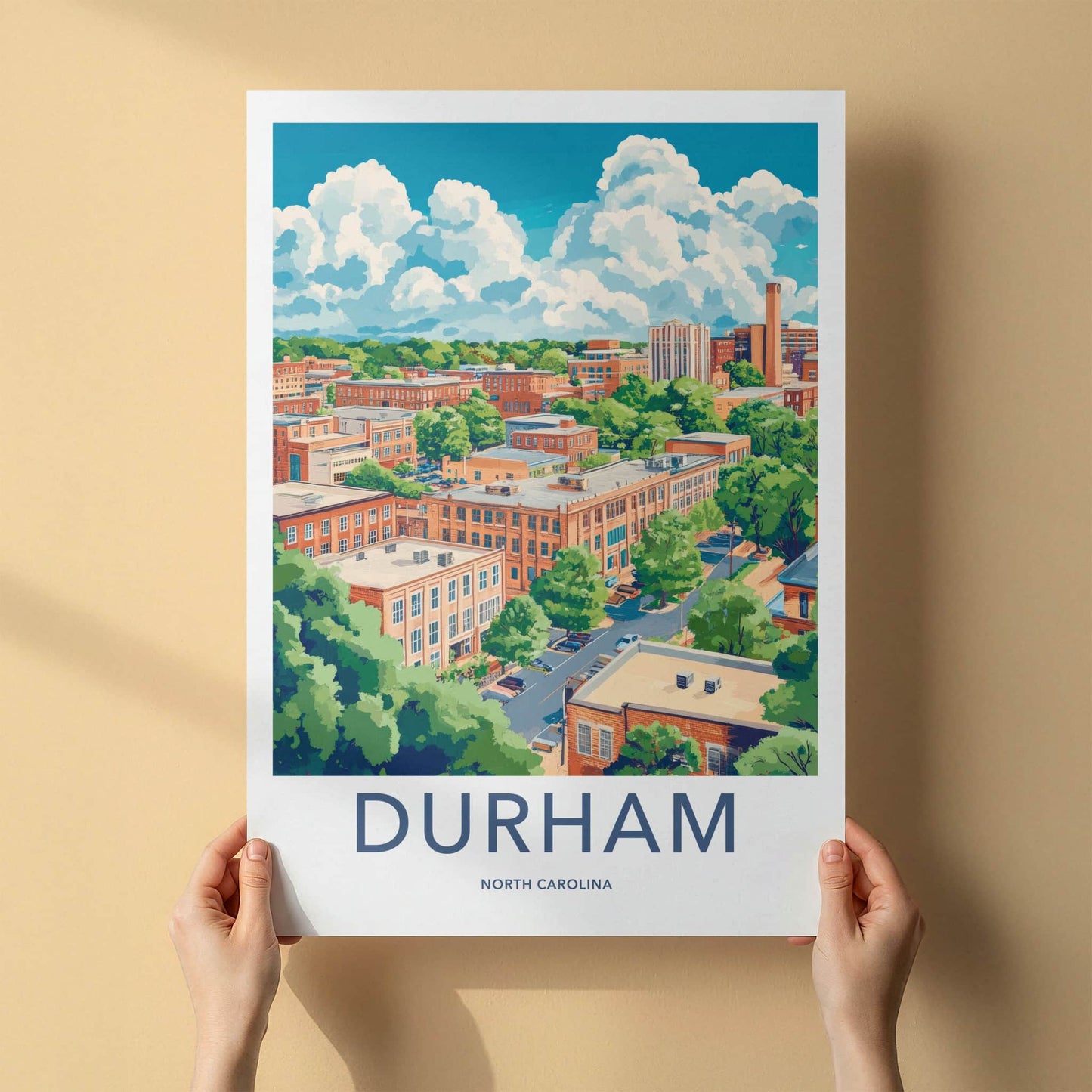 Durham Poster - North Carolina Wall Art - Vibrant Urban Landscape Home Decor