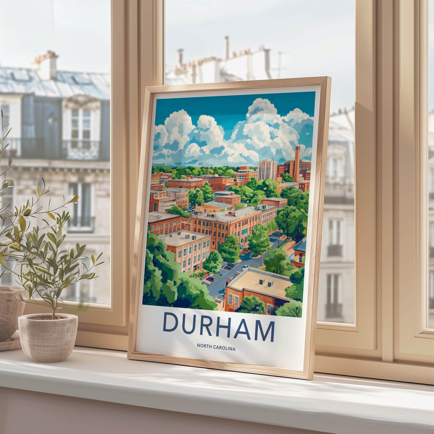 Durham Poster - North Carolina Wall Art - Vibrant Urban Landscape Home Decor