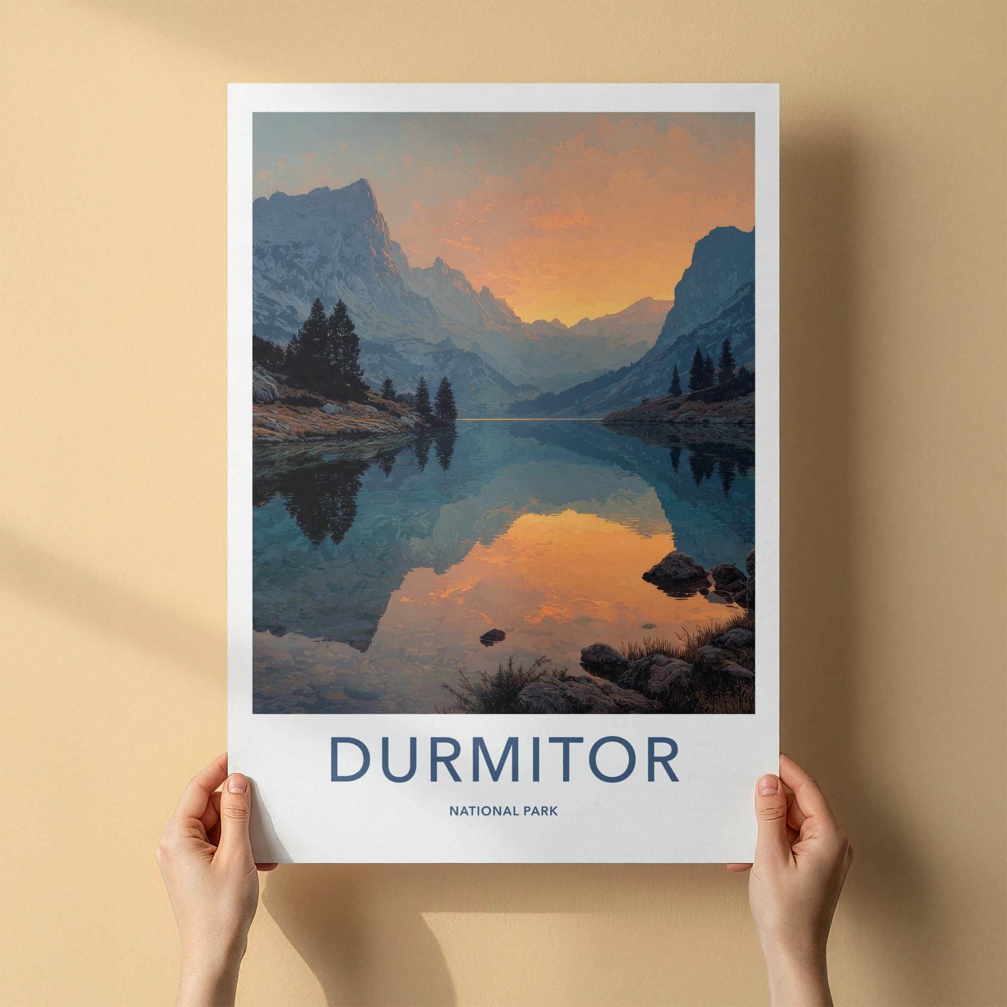 Durmitor National Park Poster - Montenegro Travel Art - Mountain Lake Sunset Home Decor