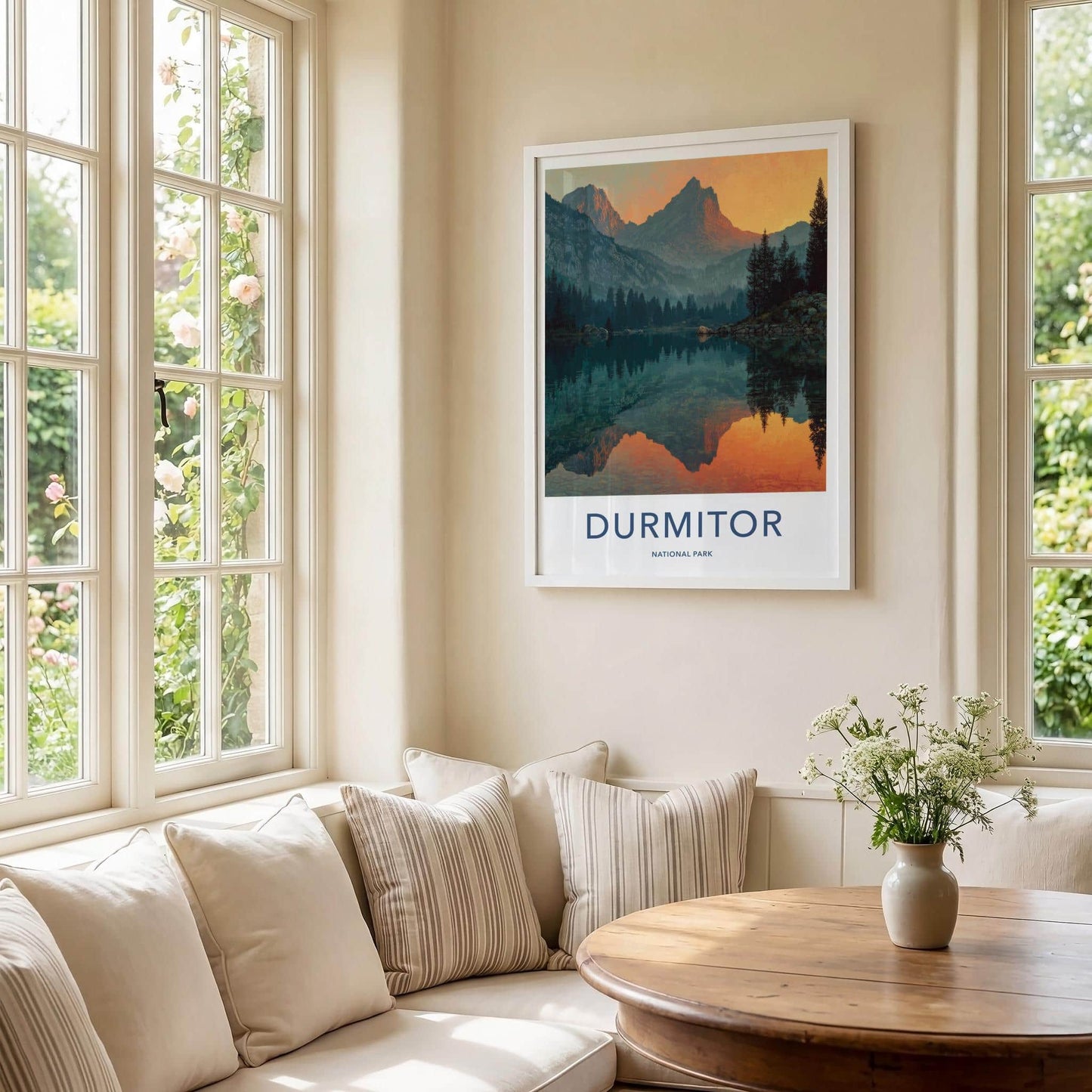 Durmitor Poster - Montenegro Travel Art - Fiery peak reflection Home Decor