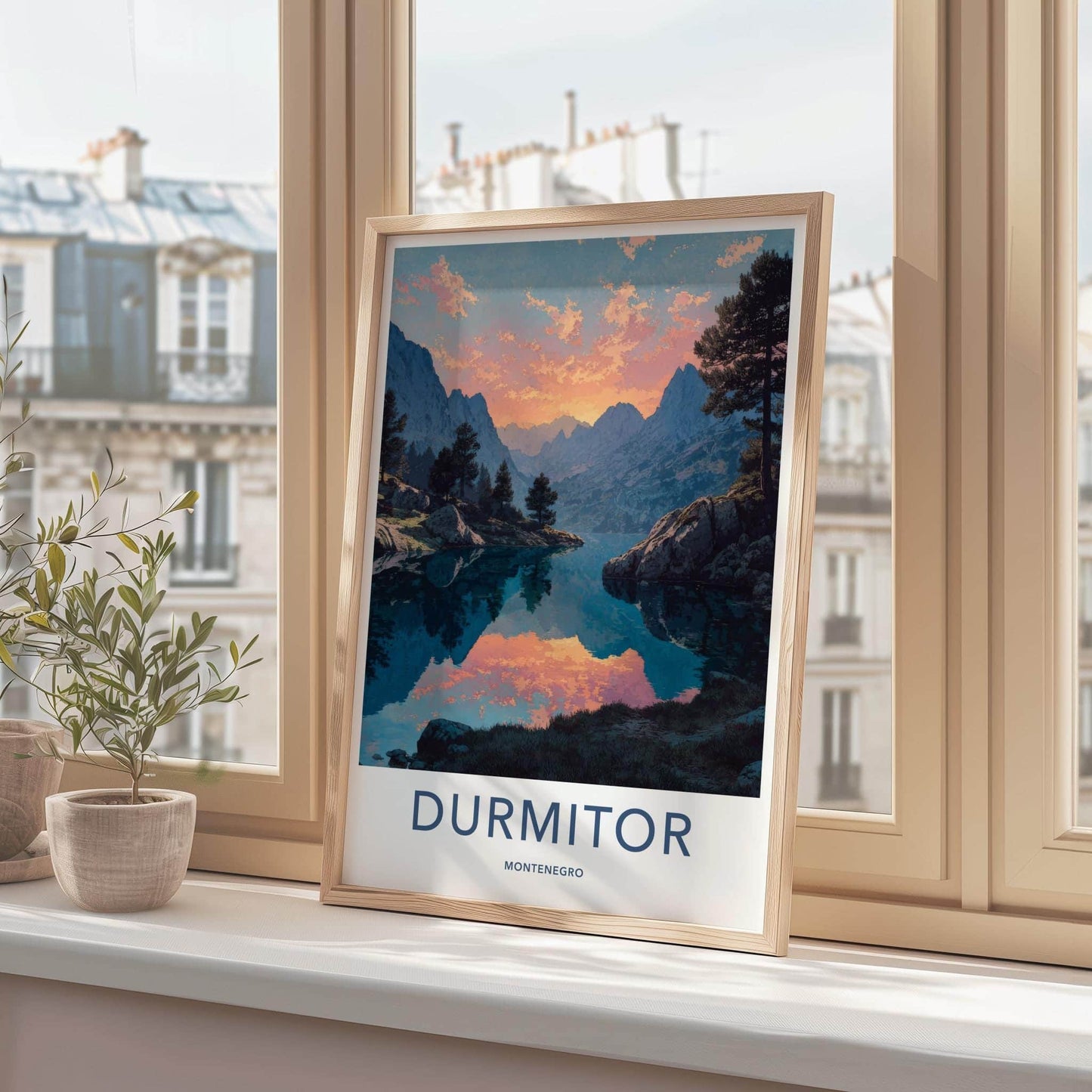Durmitor Poster - Montenegro Travel Art - Mountain Lake Sunset Home Decor