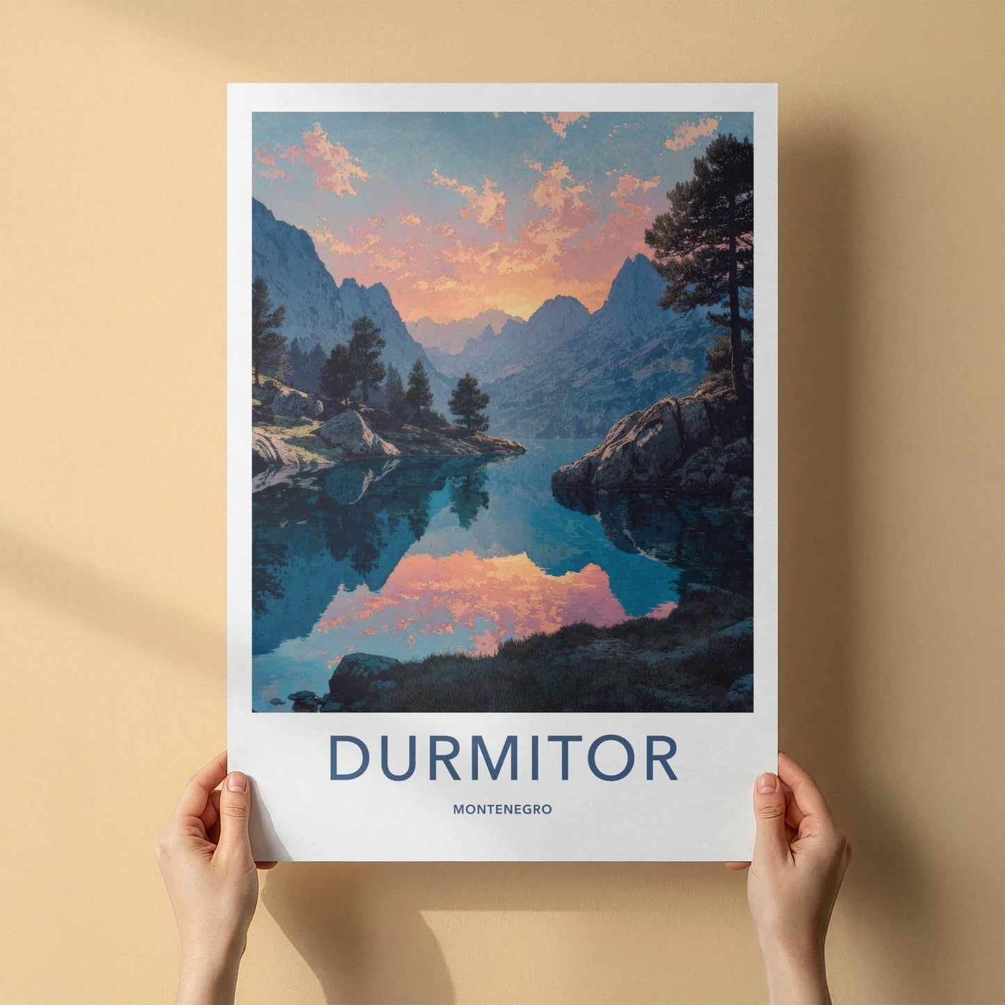 Durmitor Poster - Montenegro Travel Art - Mountain Lake Sunset Home Decor