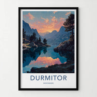 Durmitor Poster - Montenegro Travel Art - Mountain Lake Sunset Home Decor