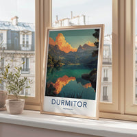 Durmitor Poster - Montenegro Travel Art - Orange Clouds Lake Wall Art