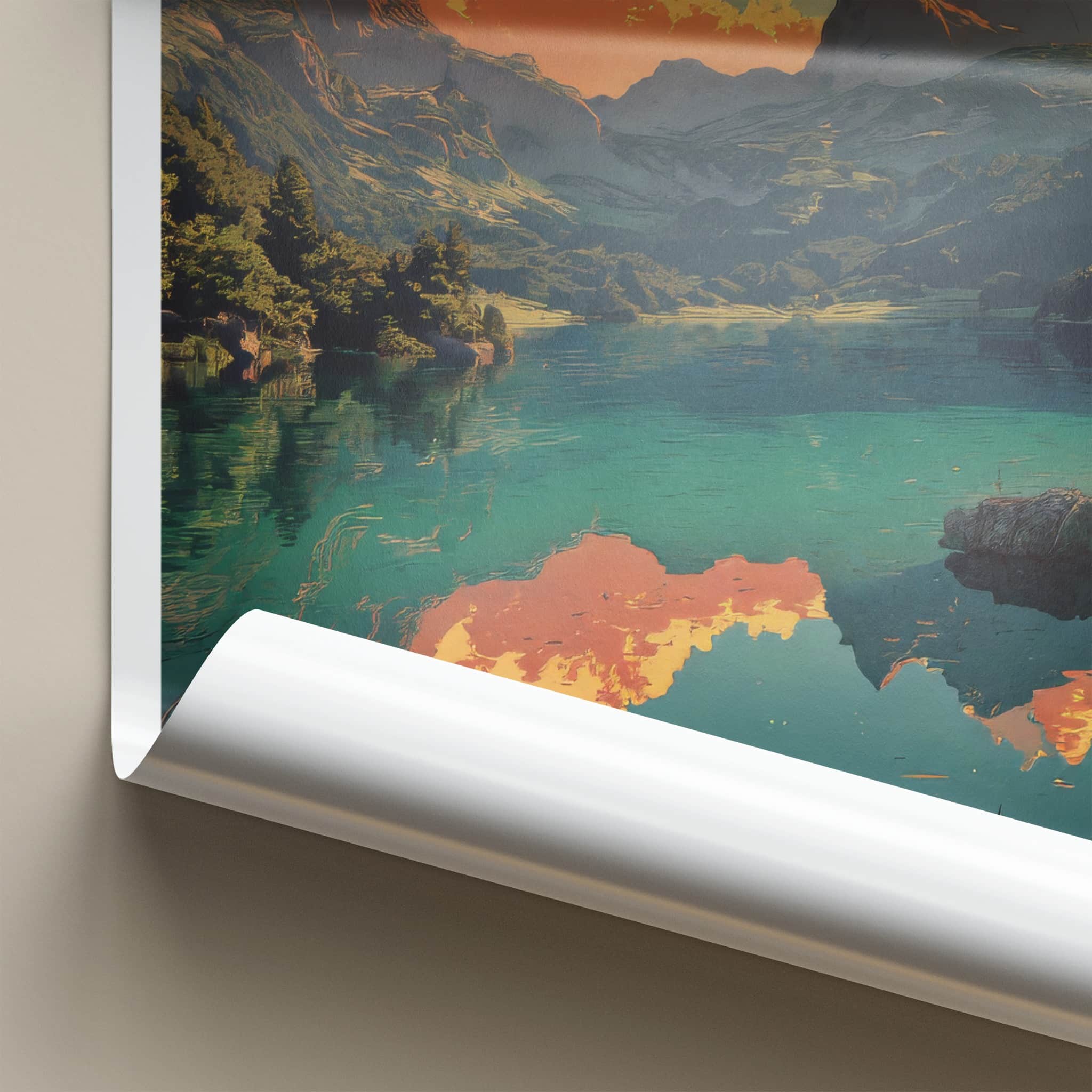 Durmitor Poster - Montenegro Travel Art - Orange Clouds Lake Wall Art