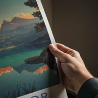 Durmitor Poster - Montenegro Travel Art - Orange Clouds Lake Wall Art