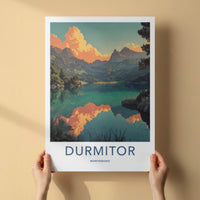 Durmitor Poster - Montenegro Travel Art - Orange Clouds Lake Wall Art