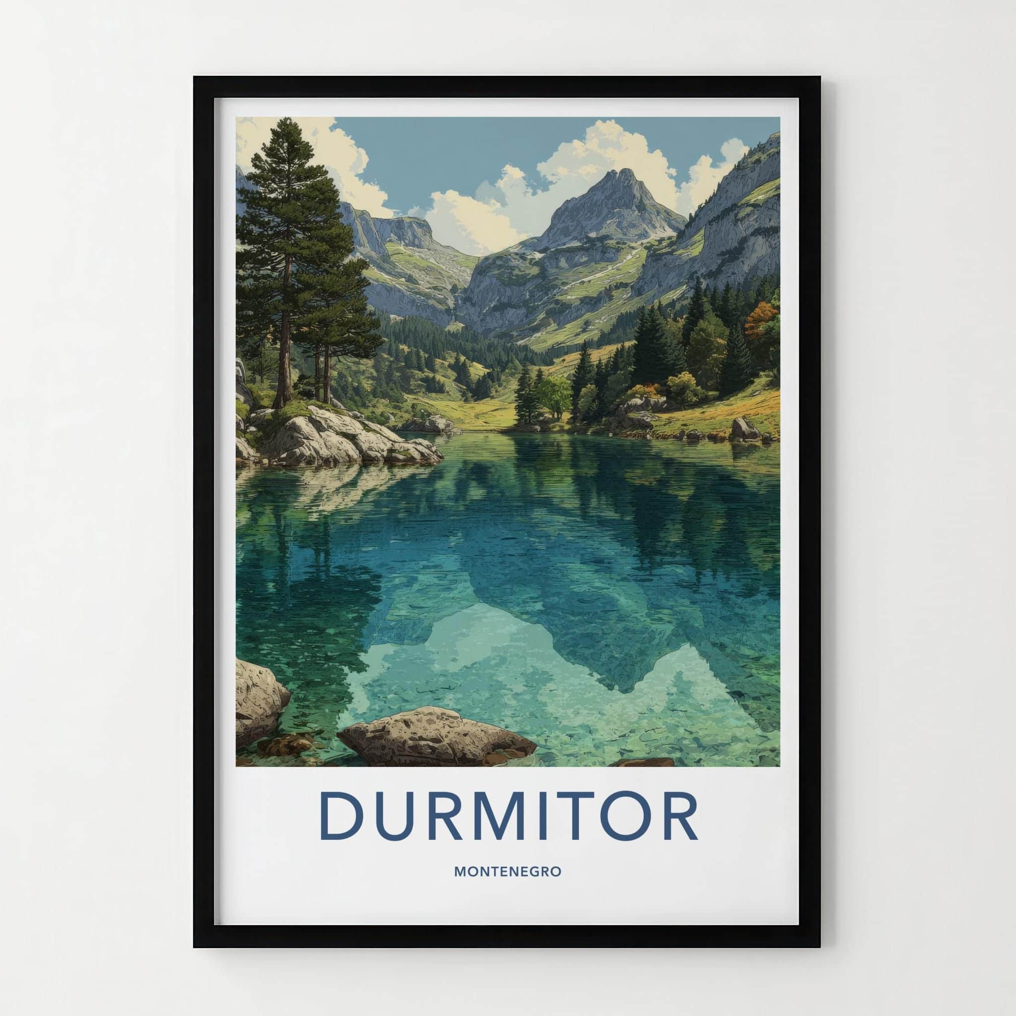 Durmitor Poster - Montenegro Travel Art - serene lake reflection Room Decor