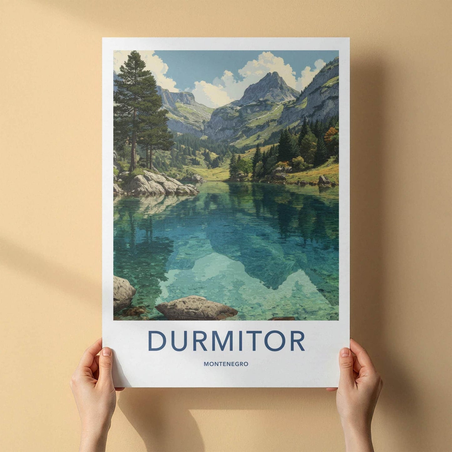 Durmitor Poster - Montenegro Travel Art - serene lake reflection Room Decor