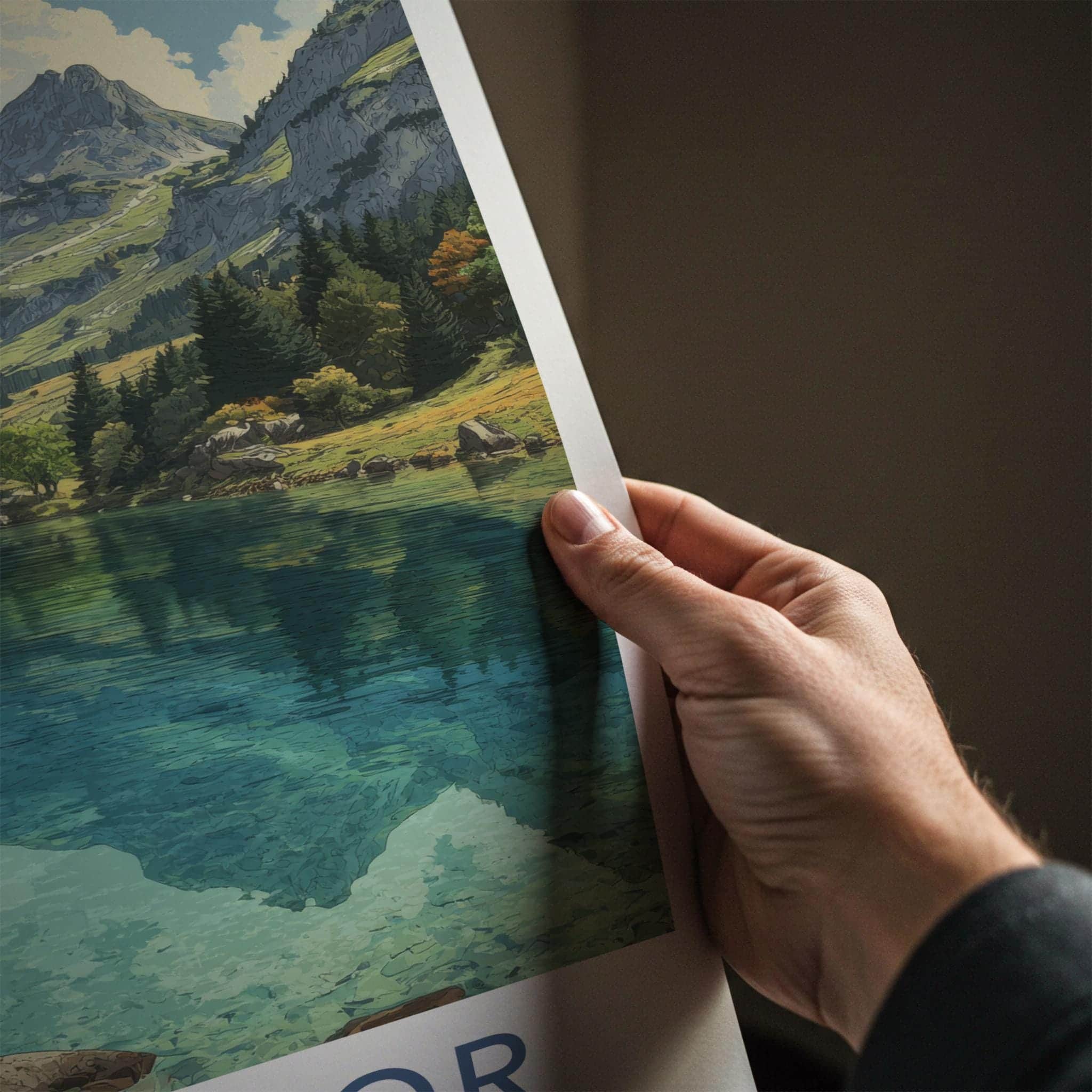 Durmitor Poster - Montenegro Travel Art - serene lake reflection Room Decor