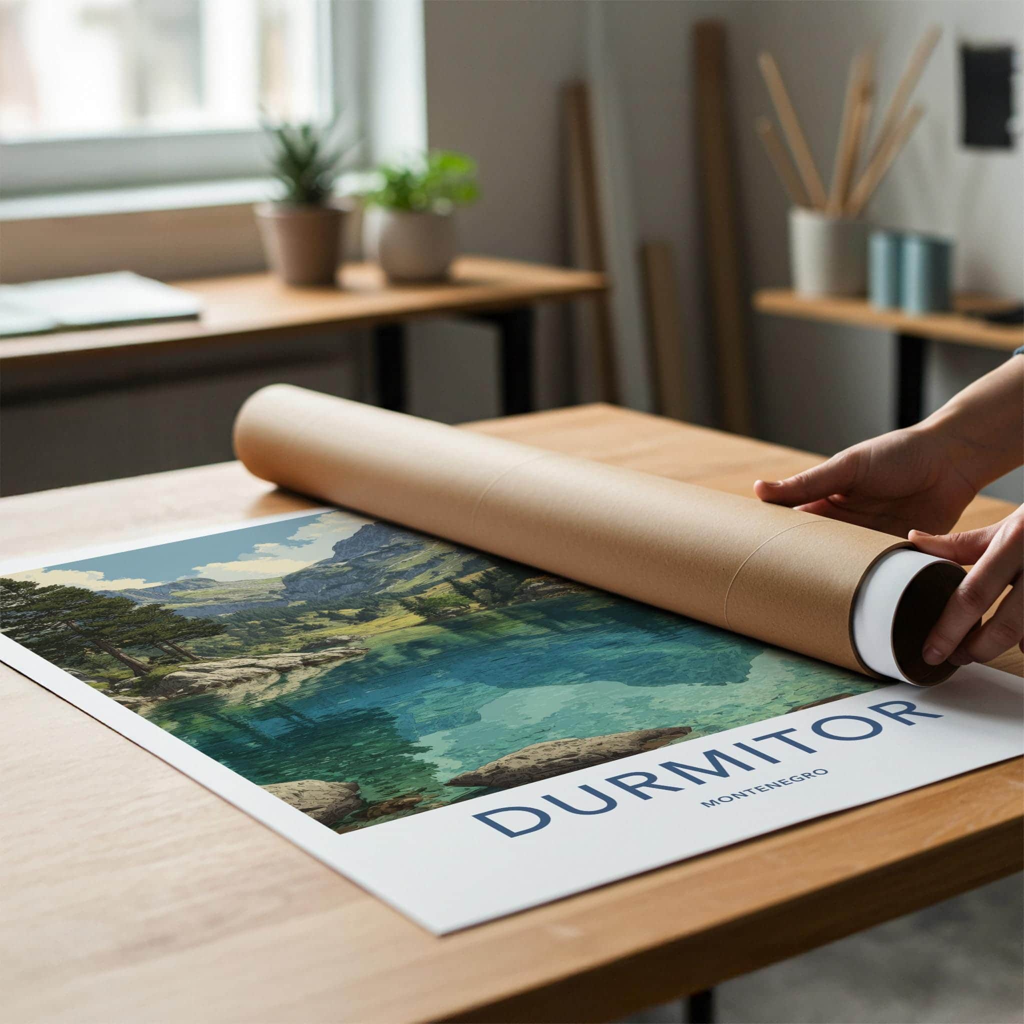 Durmitor Poster - Montenegro Travel Art - serene lake reflection Room Decor