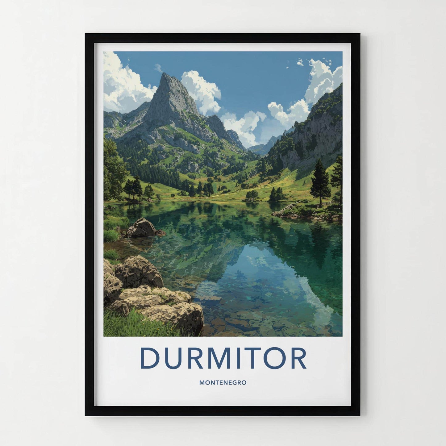 Durmitor Poster - Montenegro Travel Art - Turquoise Alpine Lake Home Decor