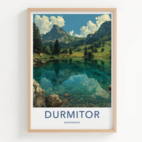 Durmitor Poster - Montenegro Travel Art - Turquoise Lake Mountains Wall Decor
