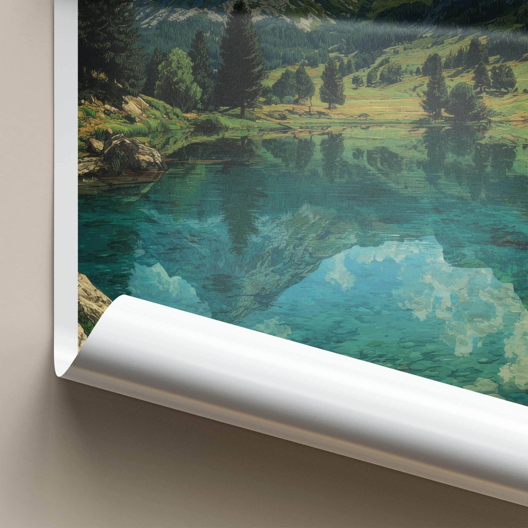 Durmitor Poster - Montenegro Travel Art - Turquoise Lake Mountains Wall Decor