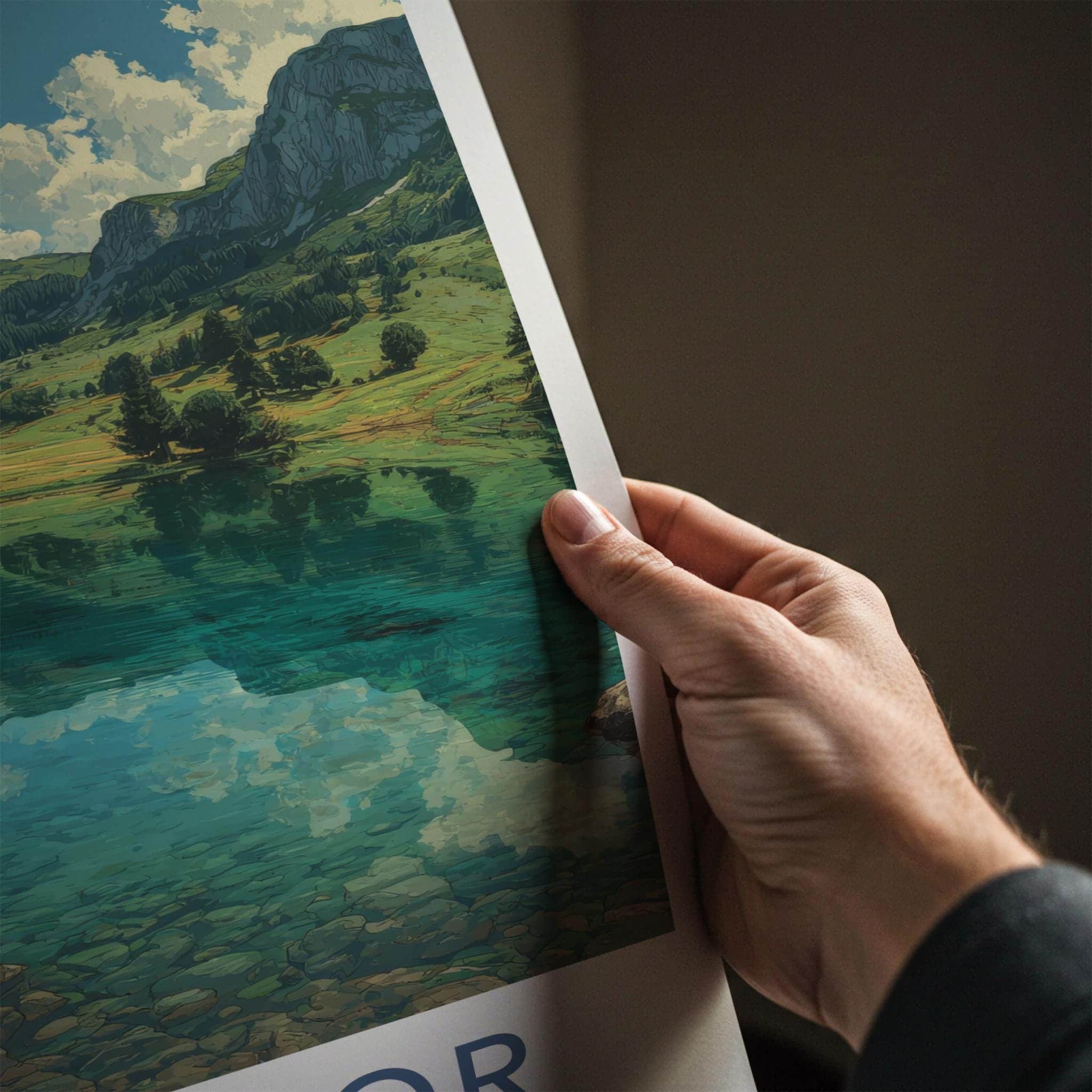 Durmitor Poster - Montenegro Travel Art - Turquoise Lake Mountains Wall Decor