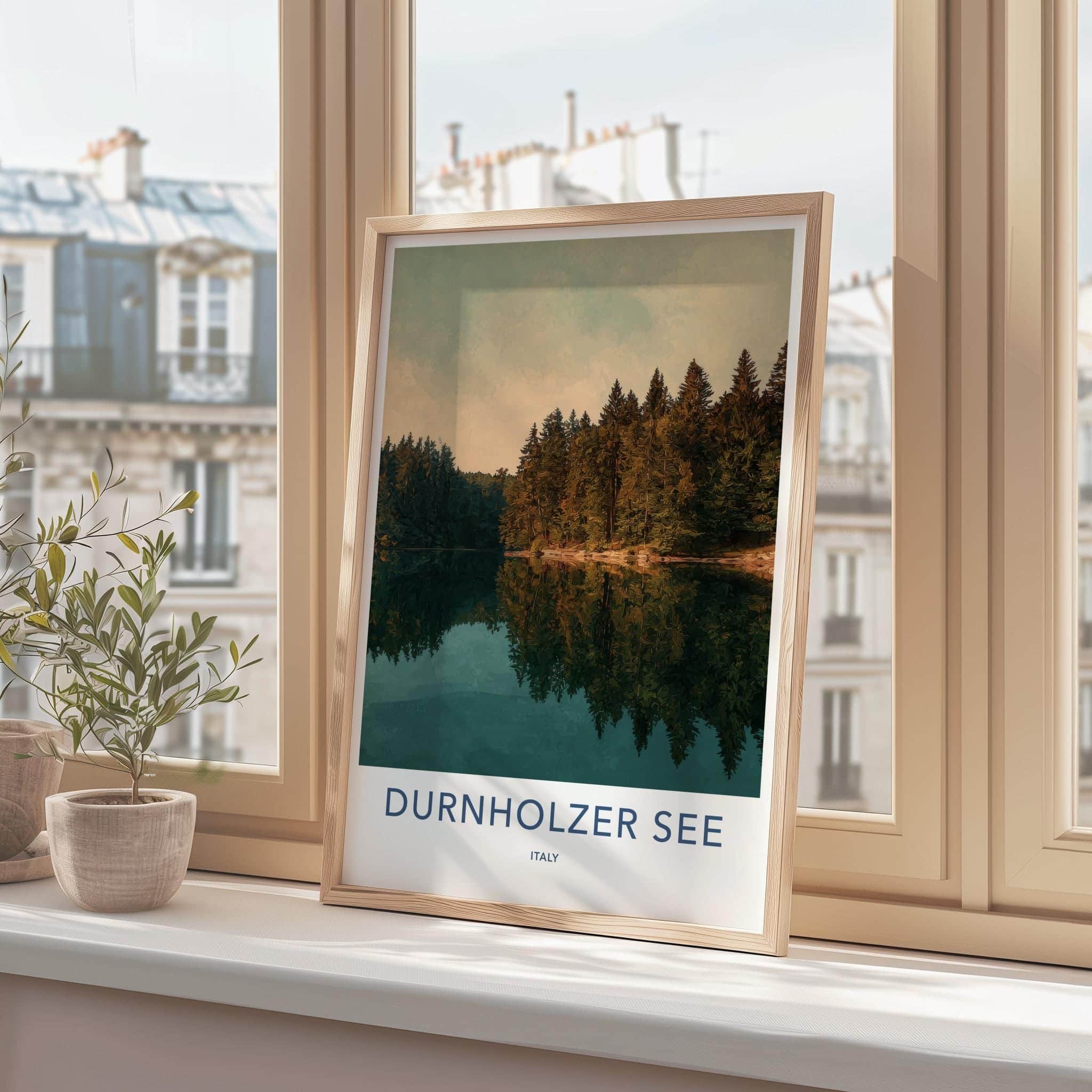 Durnholzer See Poster - Italy Scenic Art - Alpine Lake Reflection Home Decor