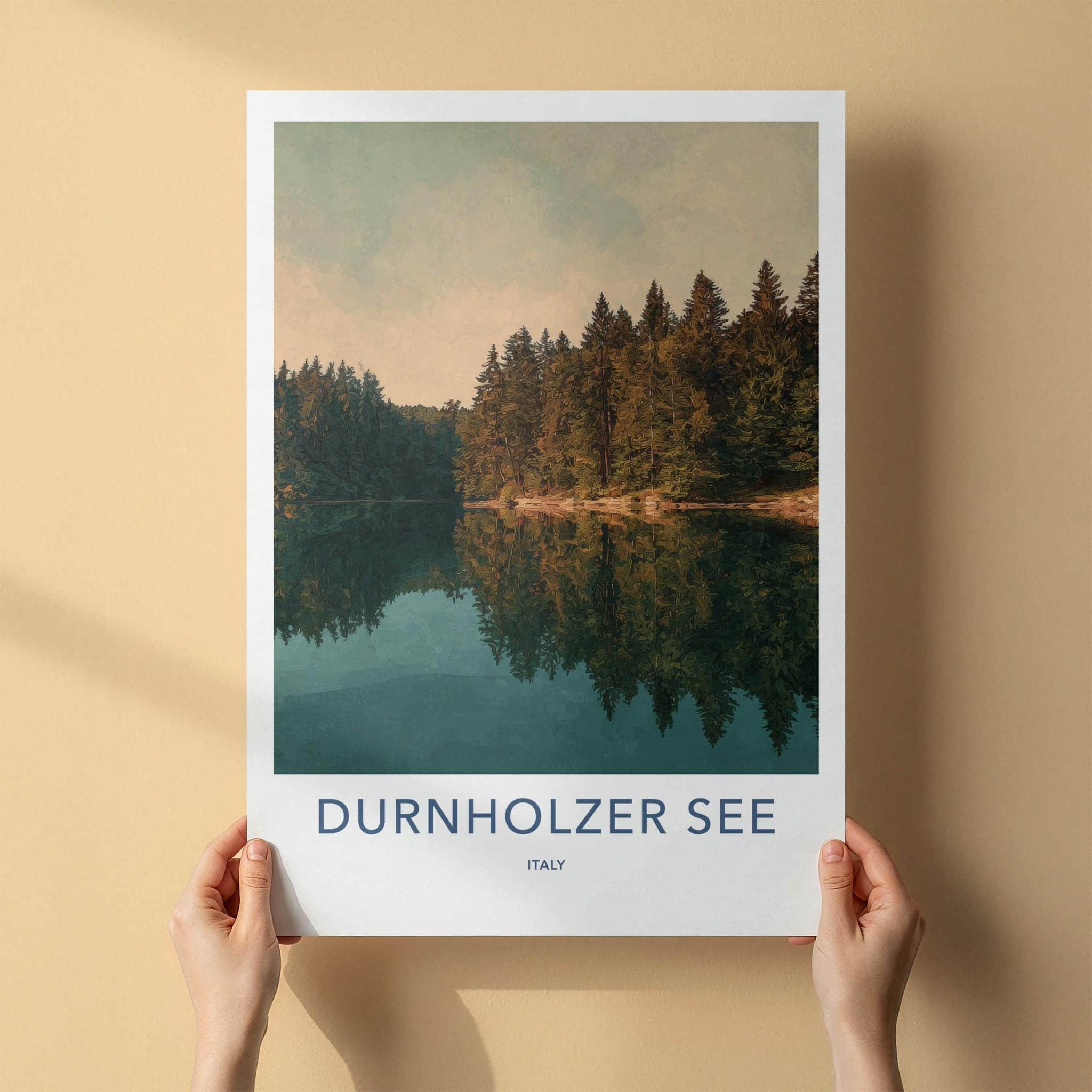 Durnholzer See Poster - Italy Scenic Art - Alpine Lake Reflection Home Decor