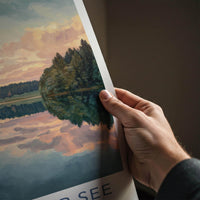 Durnholzer See Poster - Italy Scenic Art - Cloudy lake reflections Wall Decor