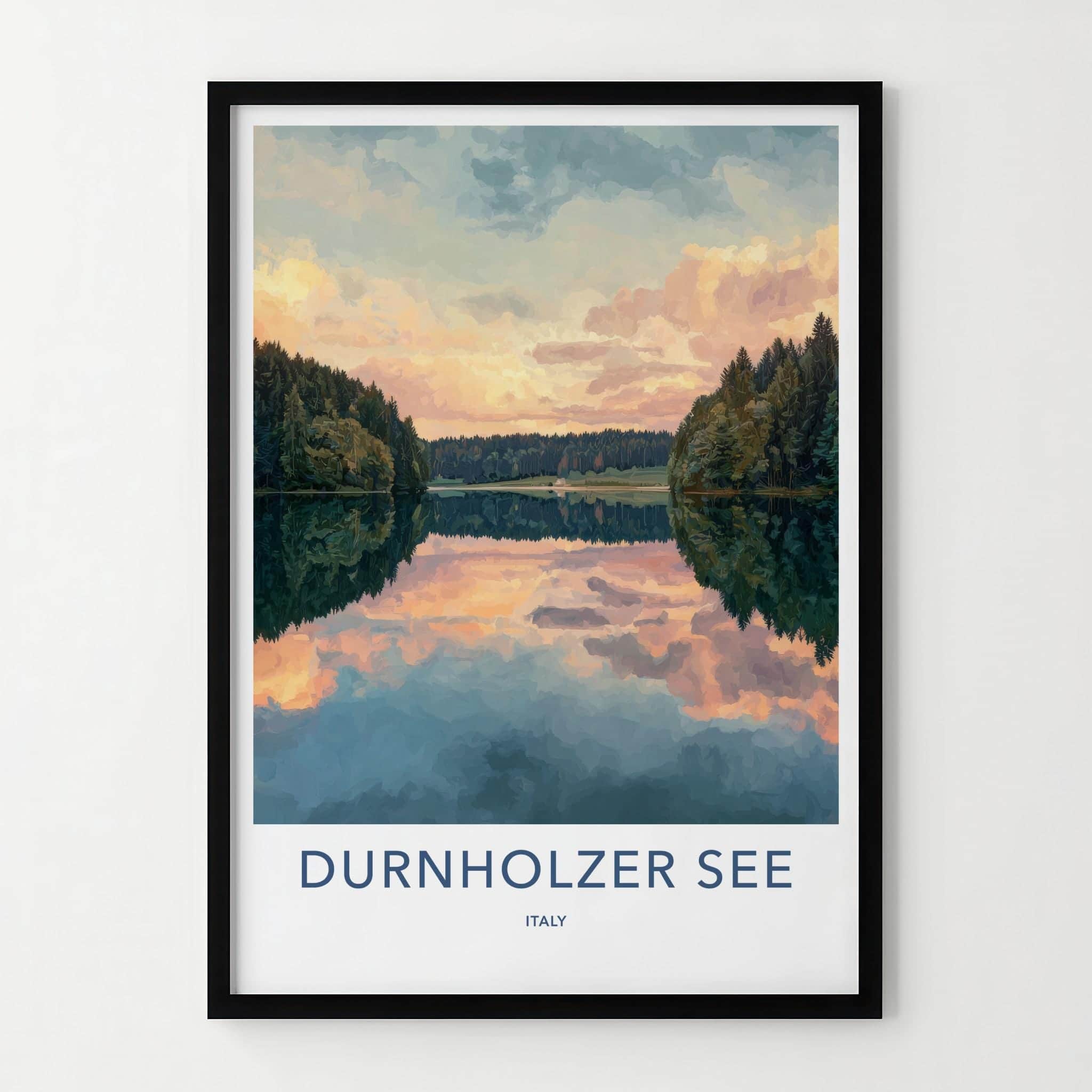 Durnholzer See Poster - Italy Scenic Art - Cloudy lake reflections Wall Decor