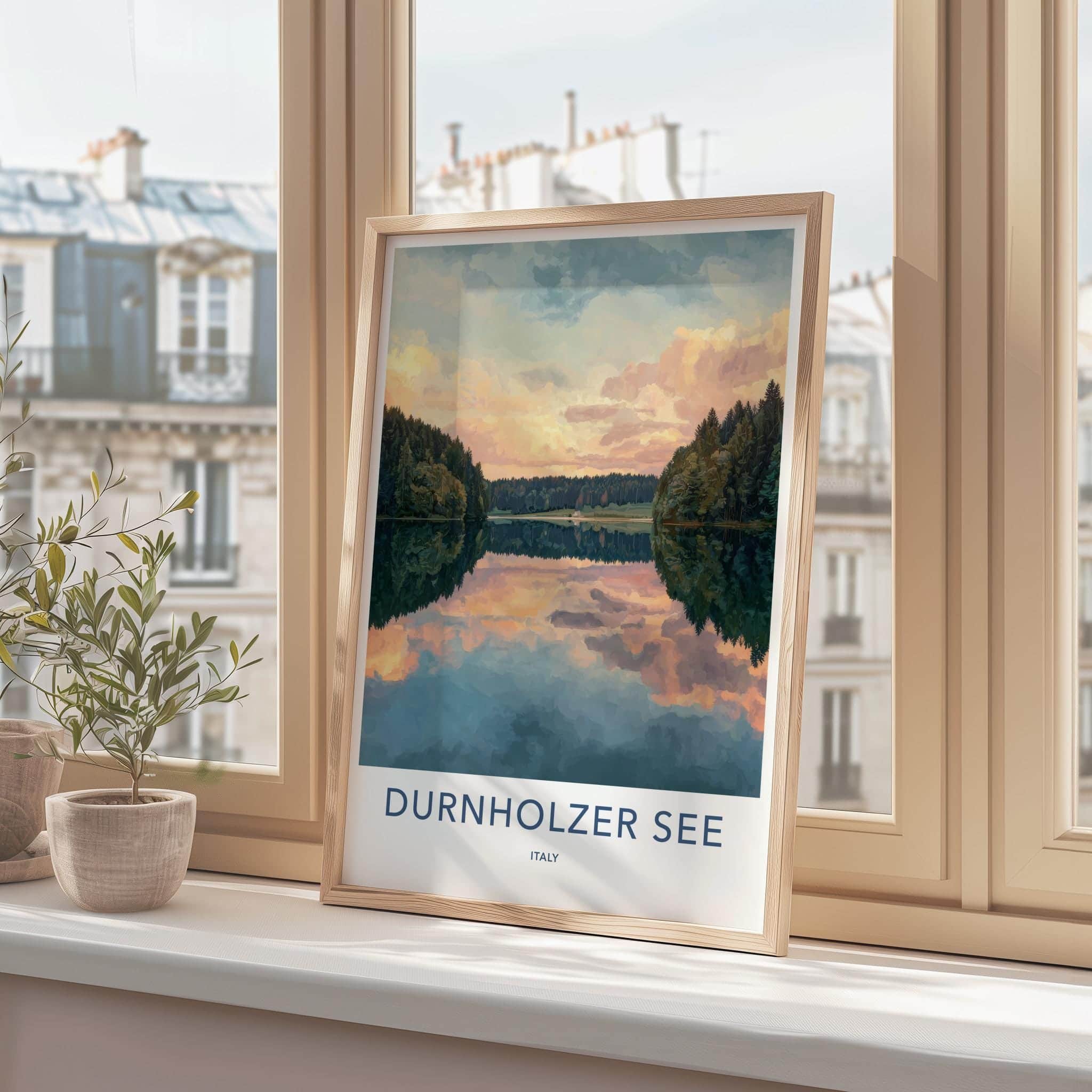Durnholzer See Poster - Italy Scenic Art - Cloudy lake reflections Wall Decor