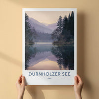 Durnholzer See Poster - Italy Travel Art - Misty Mountain Lake Home Decor
