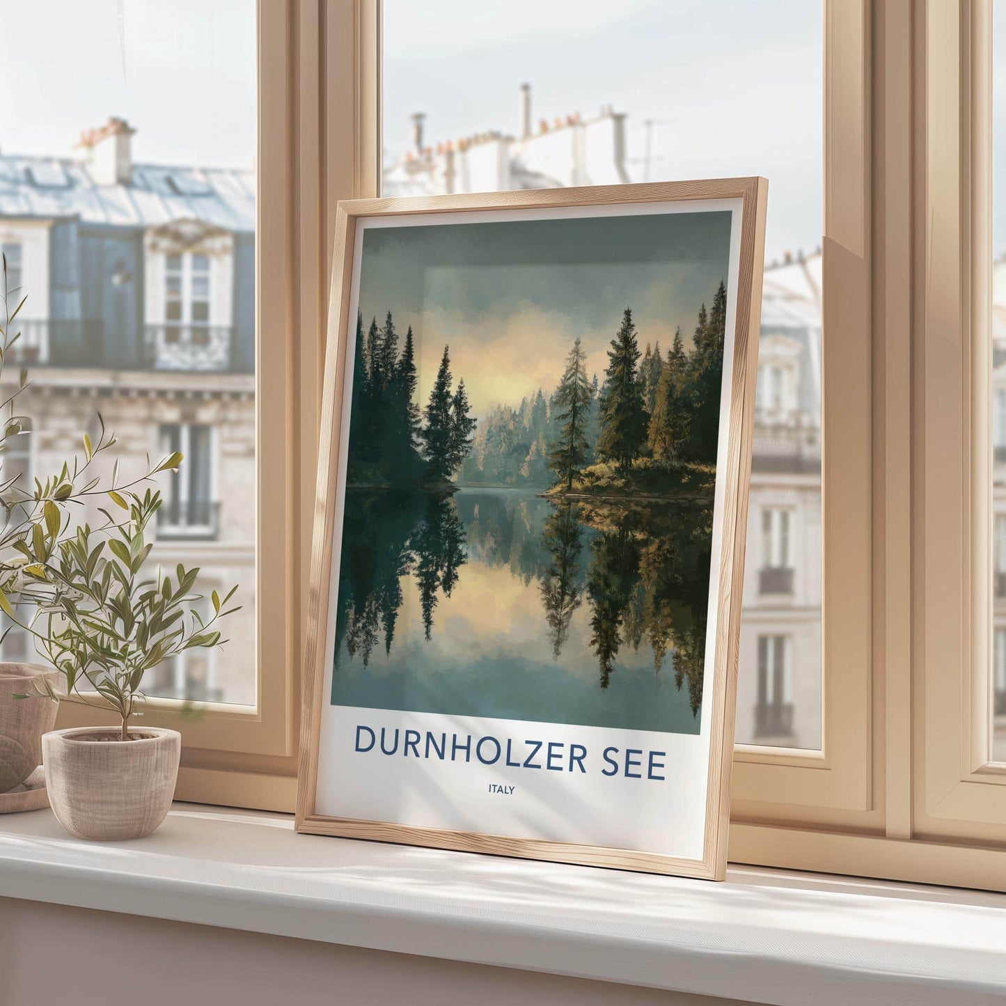 Durnholzer See Poster - Italy Travel Art - Tranquil Lake Reflections Home Decor