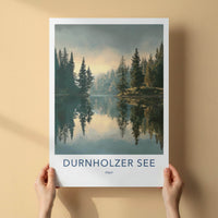 Durnholzer See Poster - Italy Travel Art - Tranquil Lake Reflections Home Decor