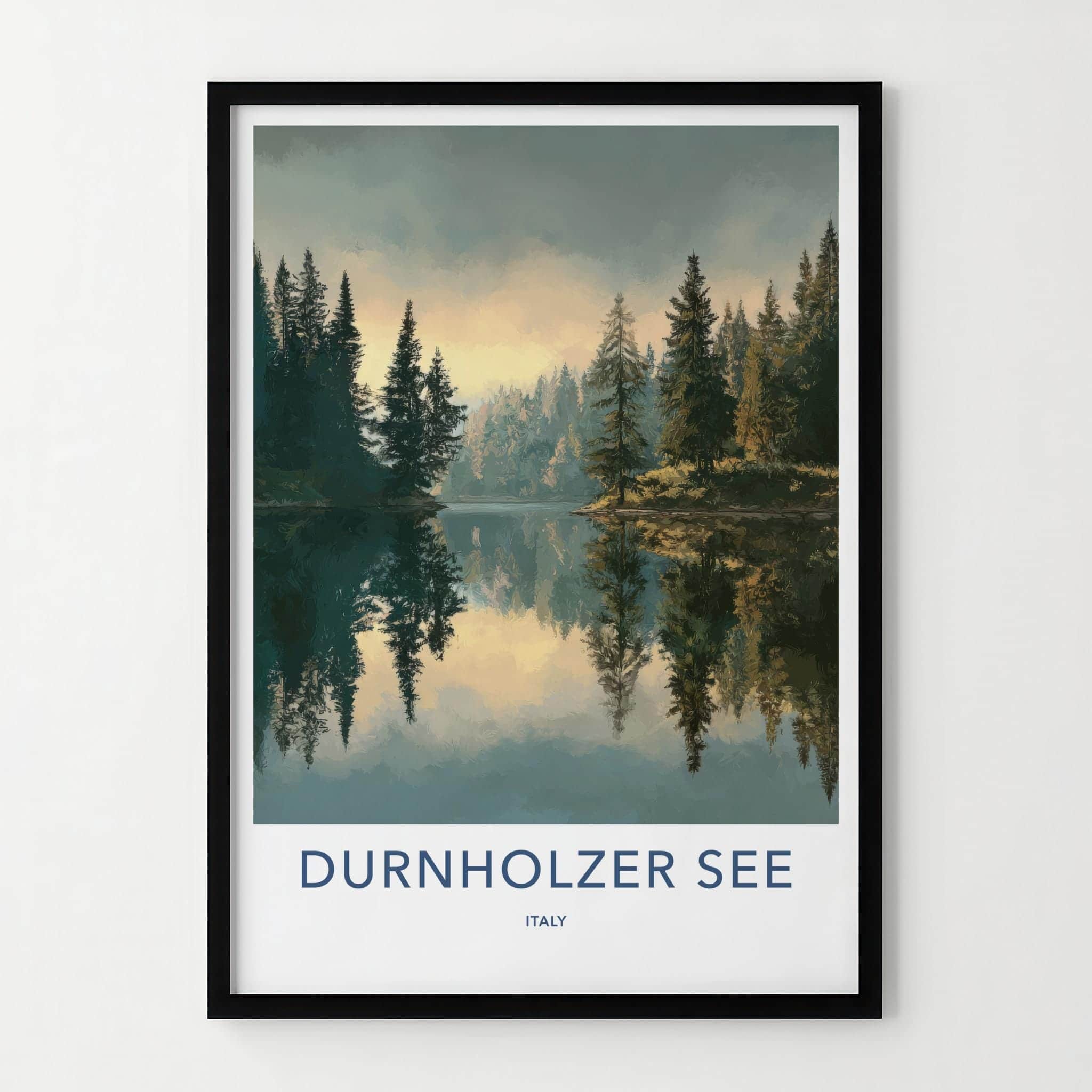 Durnholzer See Poster - Italy Travel Art - Tranquil Lake Reflections Home Decor