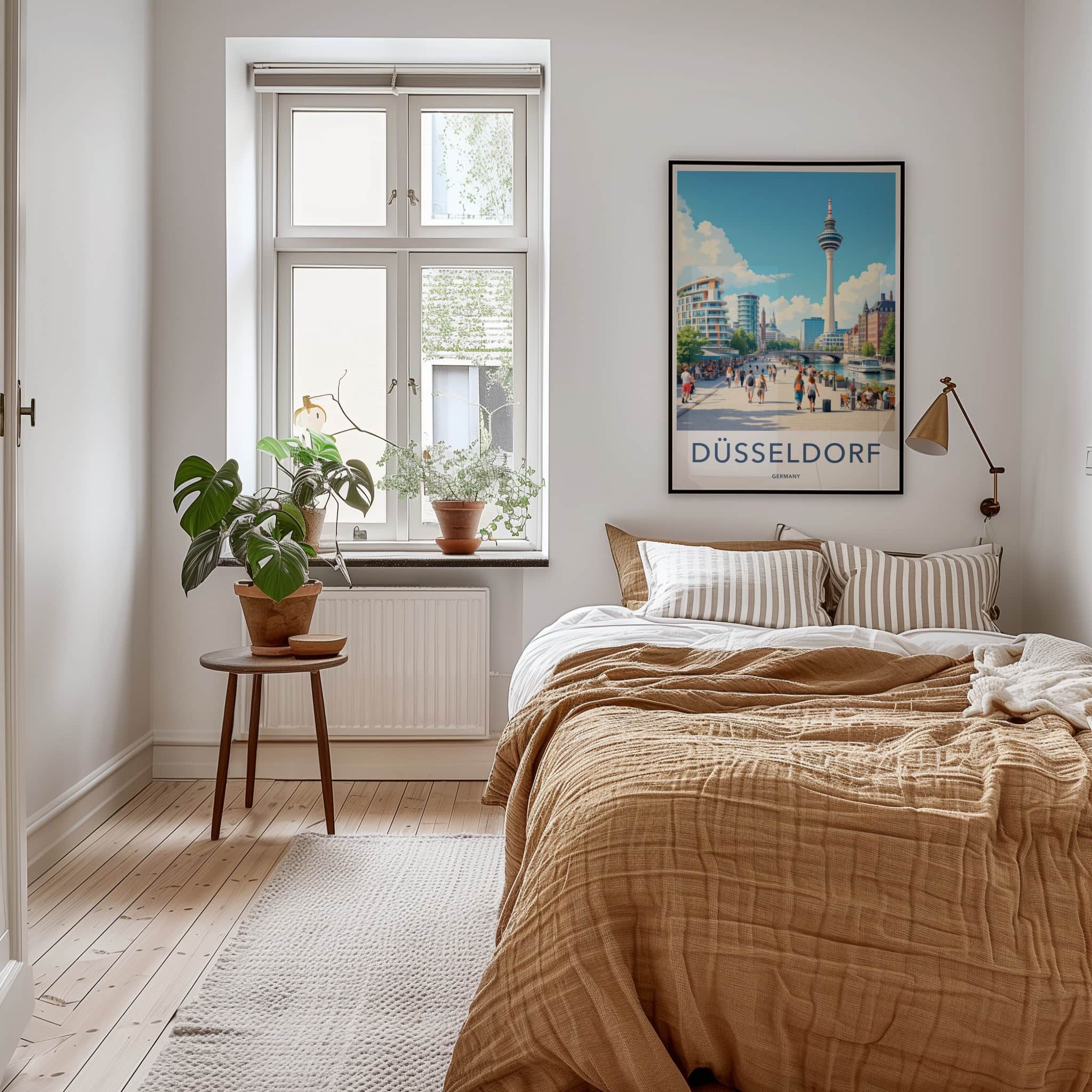 Dusseldorf Poster - Germany Travel Art - Lively River Promenade Home Decor