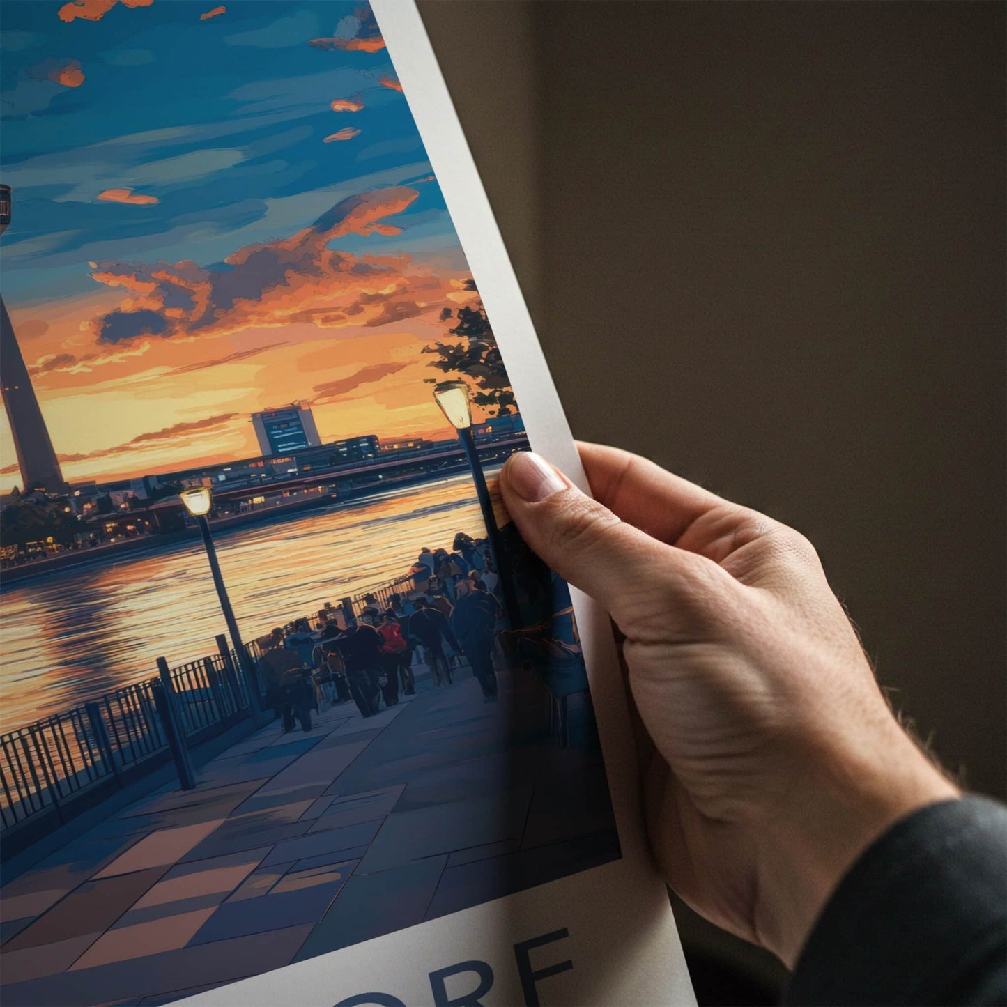 Dusseldorf Poster - Germany Travel Art - Riverside City Sunset Home Decor