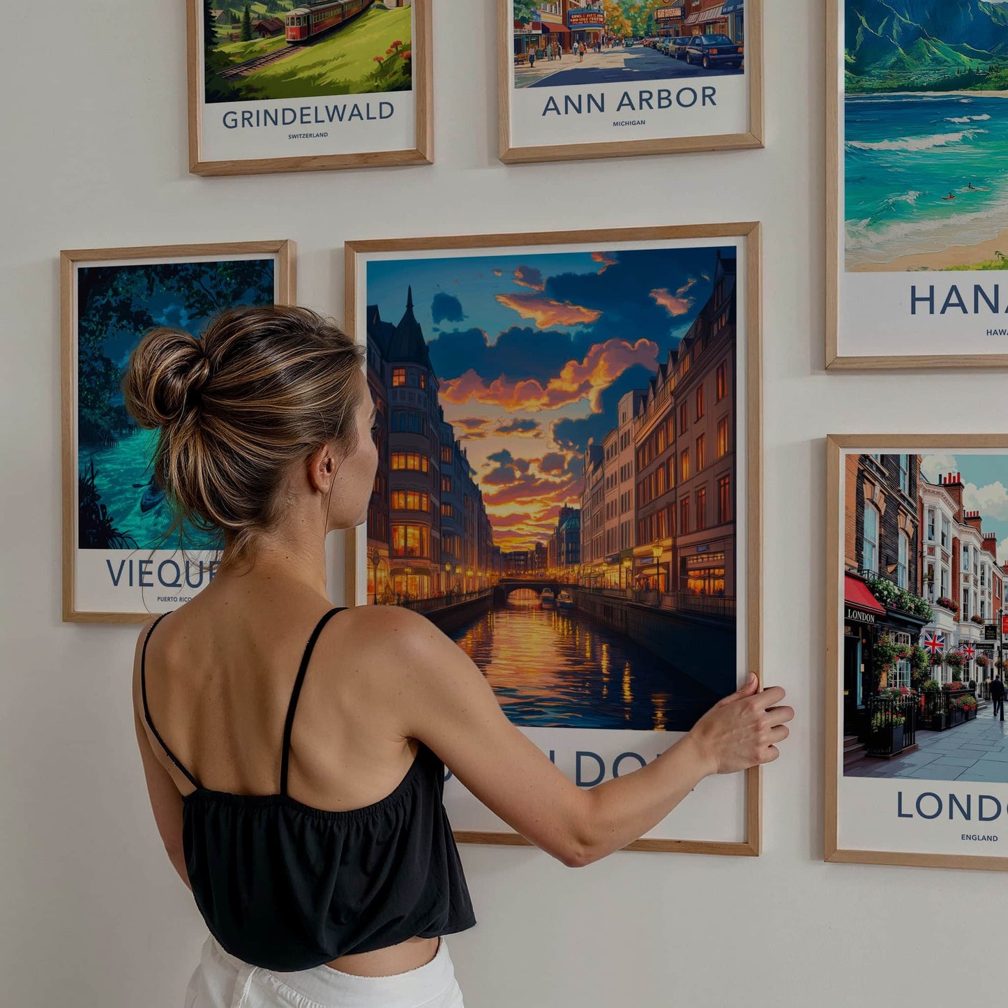 Dusseldorf Poster - Germany Travel Art - Vibrant Canal Sunset Home Decor
